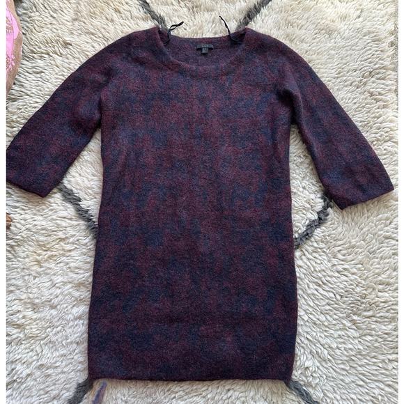 COS Knitted Mohair-Wool Blend Sweater Dress - XS dark burgundy black fuzzy tunic - Picture 5 of 14